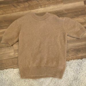 Anine Bing Mohair Short Sleeve Corey Sweater in Camel